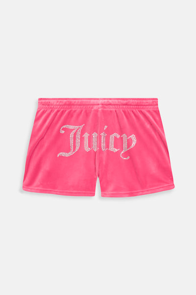 Pantaloncini Tamia Rosa lampone con maxi logo strass