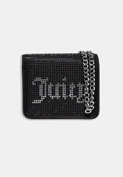 Portafoglio Juicy Couture con strass neri e catena