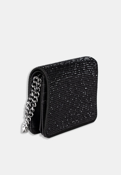 Portafoglio Juicy Couture con strass neri e catena