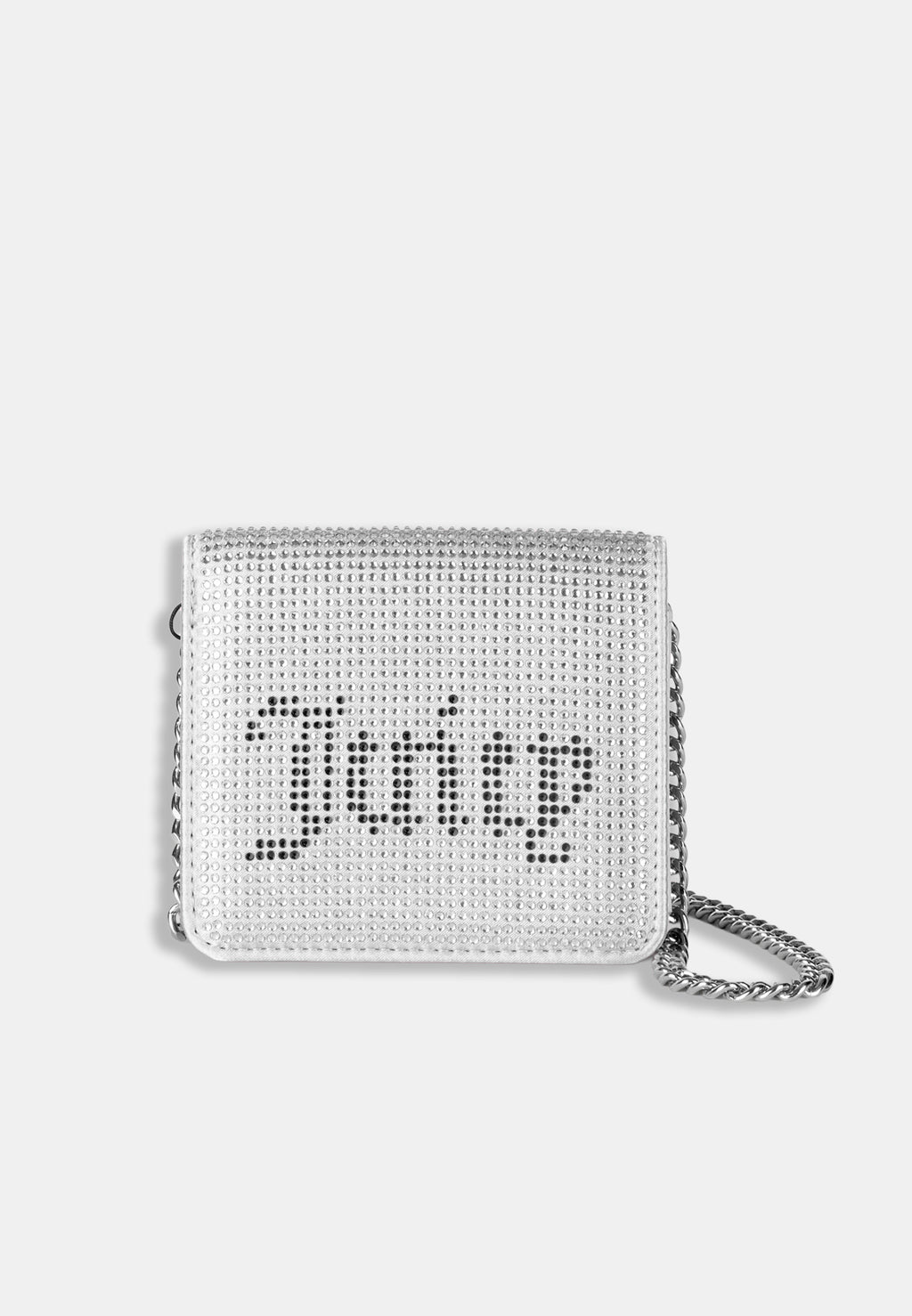Portafoglio Juicy Couture con strass argento e catena