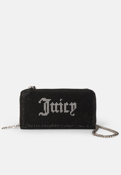Portafoglio con tracolla Mia interamente decorata con strass colore Nero