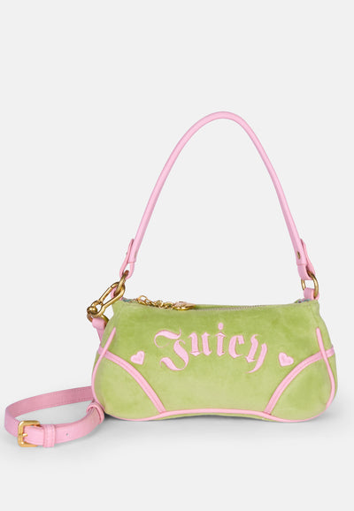 Borsa a spalla Juicy in spugna con profili a contrasto e tracolla colore Verde