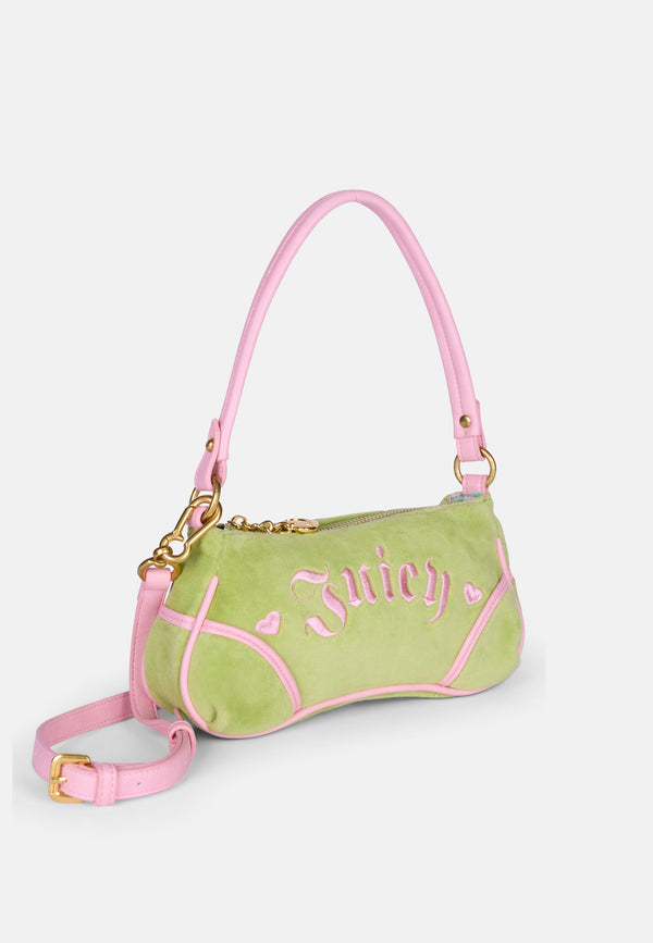 Borsa a spalla Juicy in spugna con profili a contrasto e tracolla colore Verde