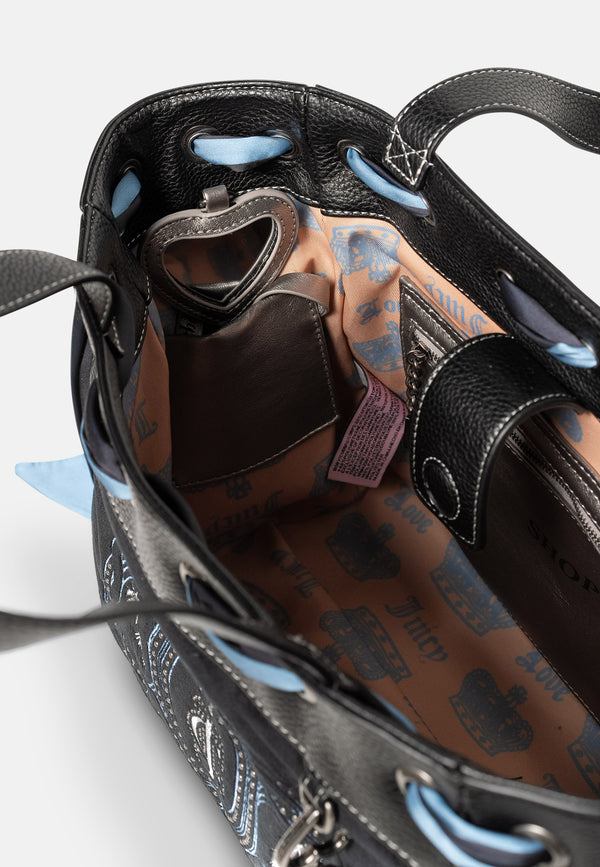 Borsa a mano DayDreamer Palm Nera in velluto