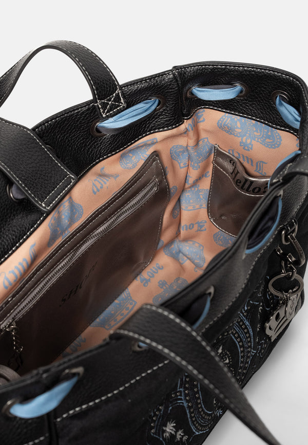 Borsa a mano DayDreamer Palm Nera in velluto