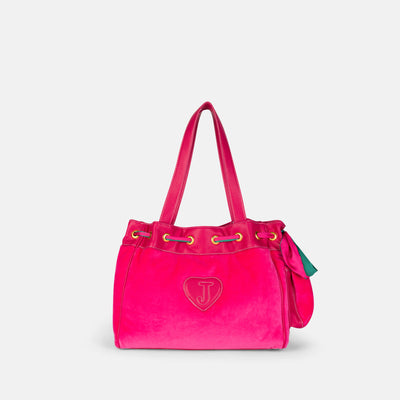 Borsa a mano DayDreamer Palm Rosa fuxia in velluto