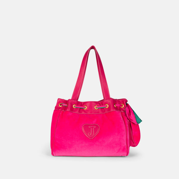Borsa a mano DayDreamer Palm Rosa fuxia in velluto