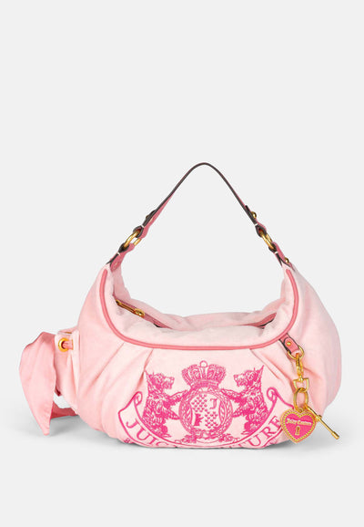 Borsa a spalla Day Dreamer media in velluto colore Rosa Juicy