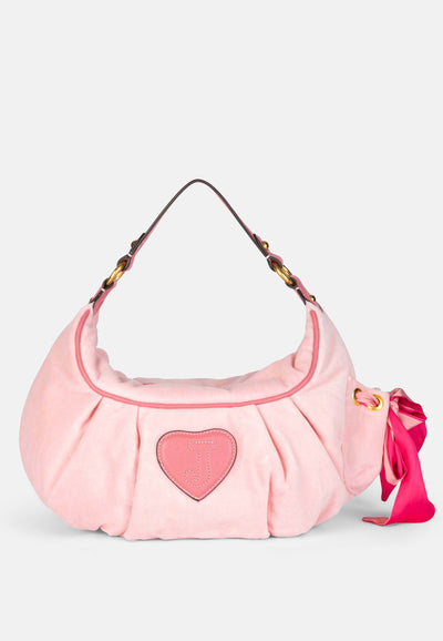 Borsa a spalla Day Dreamer media in velluto colore Rosa Juicy