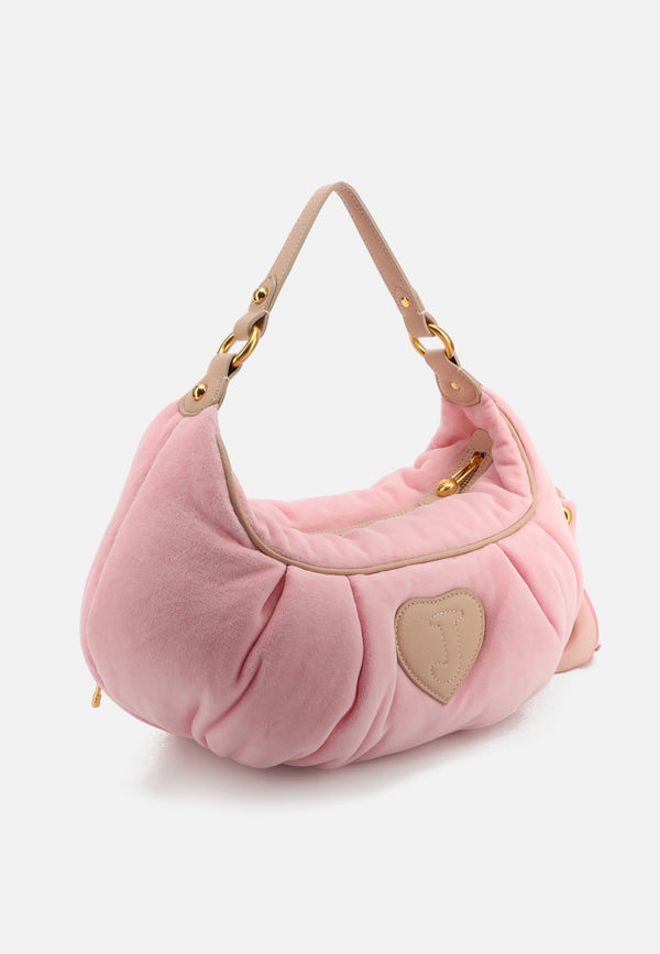 Borsa a spalla Day Dreamer media in velluto colore Rosa Juicy