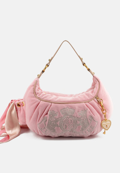 Borsa a spalla Day Dreamer media in velluto colore Rosa Juicy