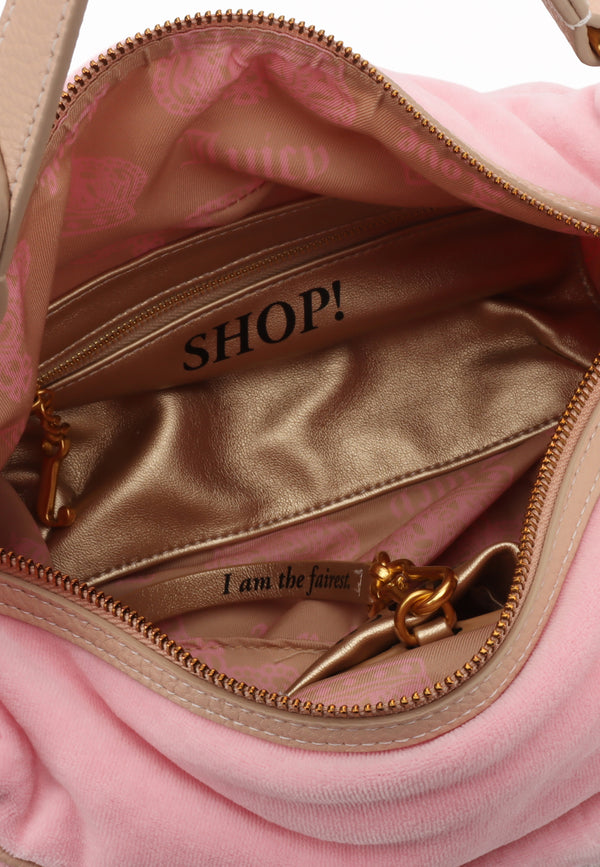 Borsa a spalla Day Dreamer media in velluto colore Rosa Juicy