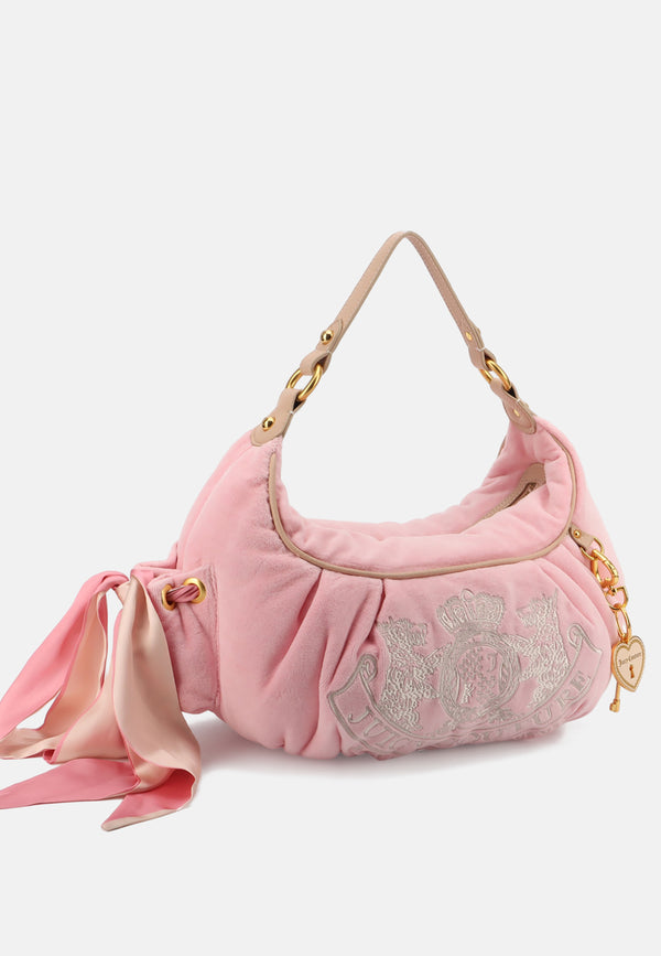 Borsa a spalla Day Dreamer media in velluto colore Rosa Juicy