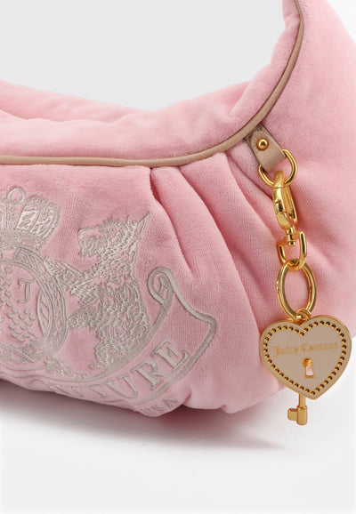 Borsa a spalla Day Dreamer media in velluto colore Rosa Juicy