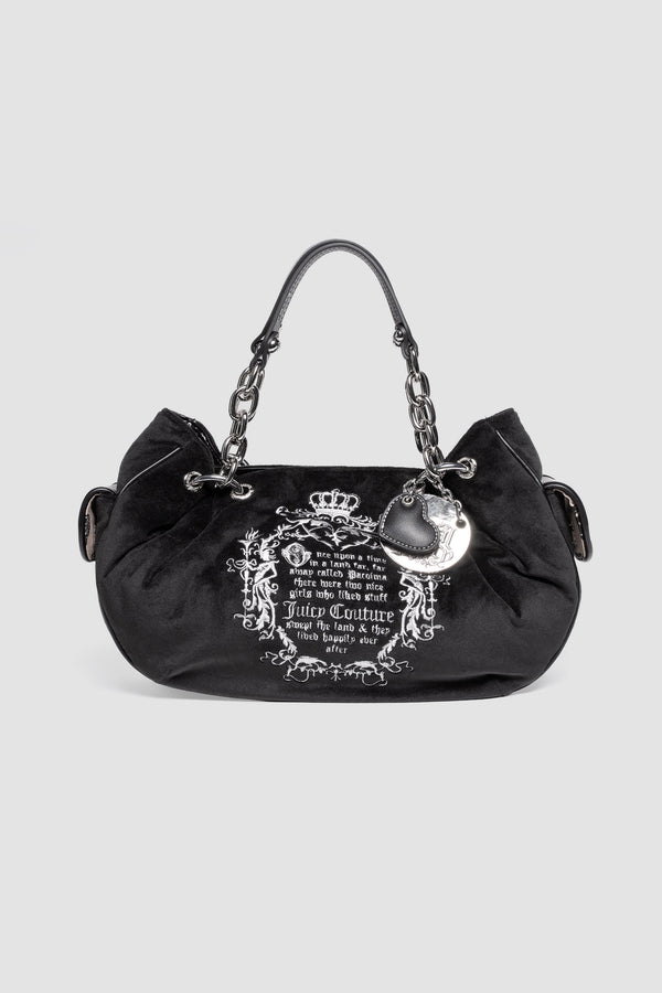 Borsa a mano Day Dreamer Fairy media in velluto e logo stampato colore Nero