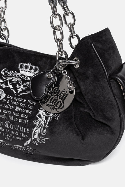 Borsa a mano Day Dreamer Fairy media in velluto e logo stampato colore Nero