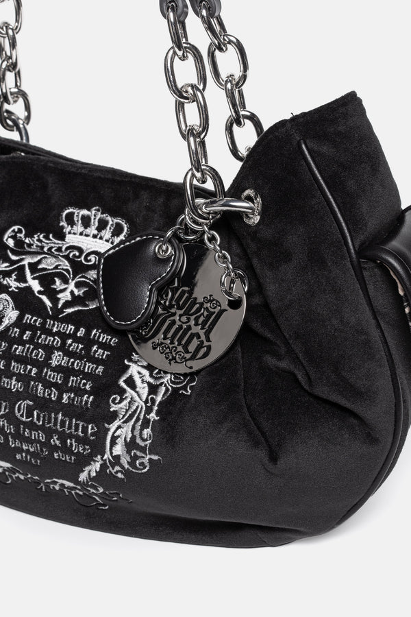 Borsa a mano Day Dreamer Fairy media in velluto e logo stampato colore Nero