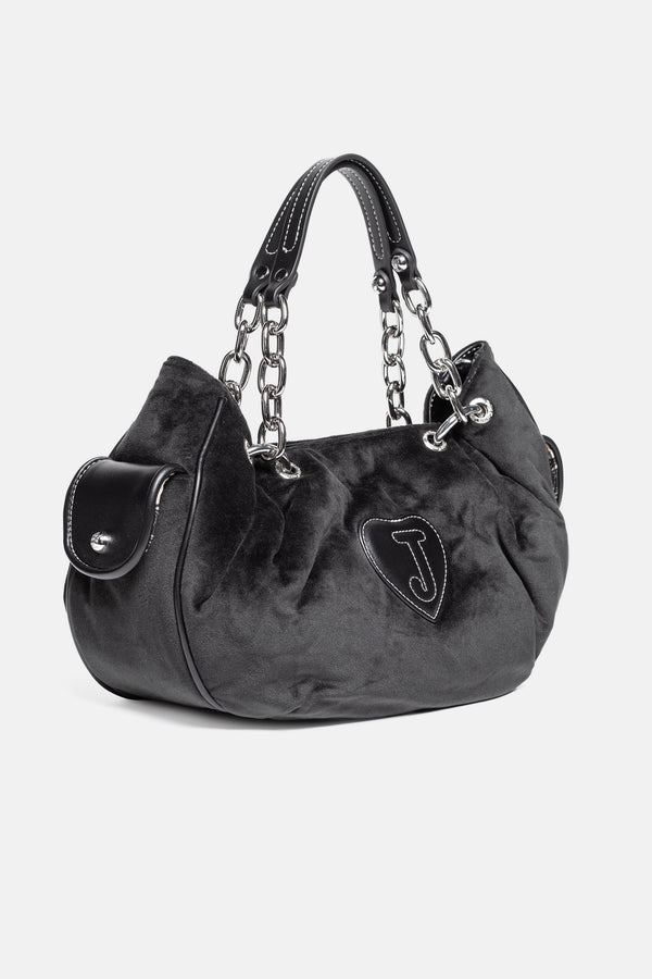 Borsa a mano Day Dreamer Fairy media in velluto e logo stampato colore Nero