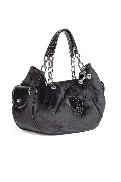 Borsa a mano Day Dreamer Fairy media in velluto e logo stampato colore Nero