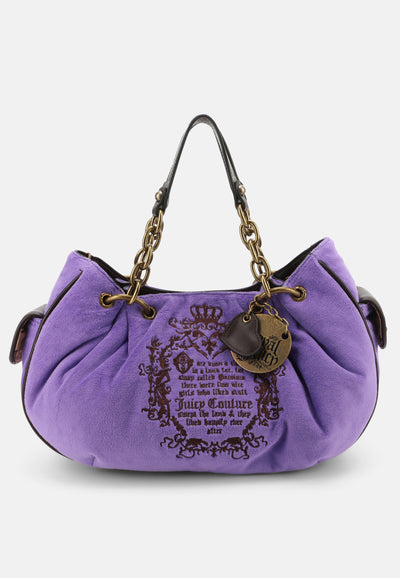 Borsa a mano Day Dreamer Fairy media in velluto e logo stampato colore Viola
