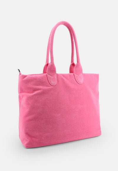 Shopper Daisy in spugna con stampa e pochette abbinata colore Rosa