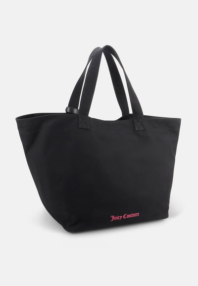 Shopper Edris in canvas con pochette abbinata e logo in borchie colore Nero