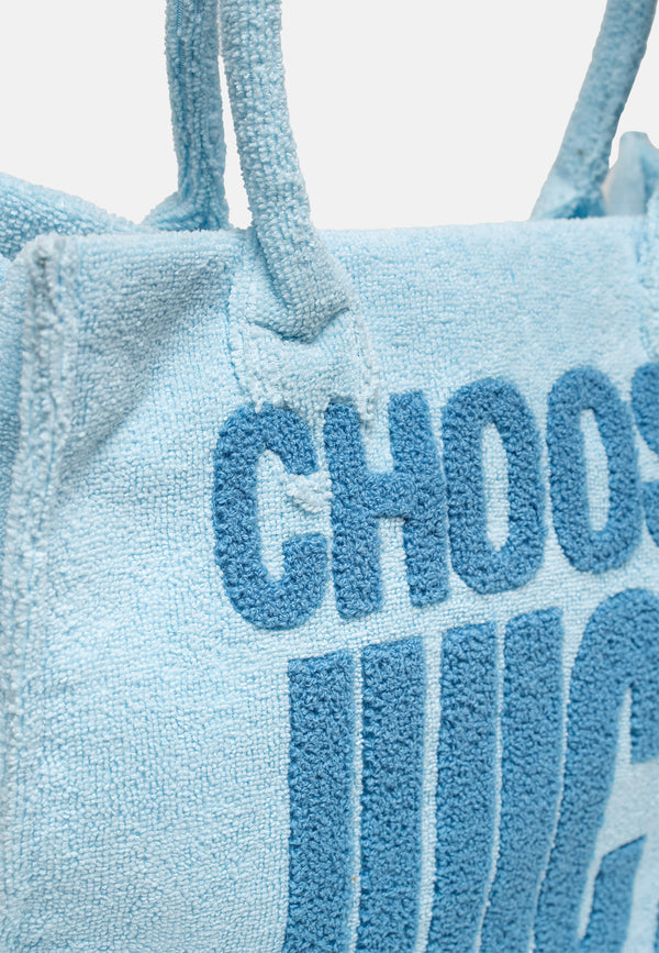 Shopper Iris Azzurro cielo effetto bouclé