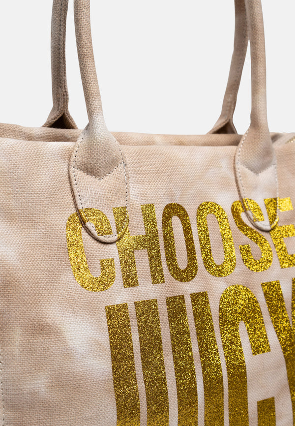 Shopper Iris Tie Dye Caramello dorato in cotone