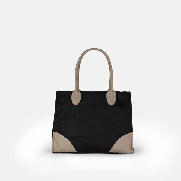 Shopper Iris Plastisol Nera  in cotone
