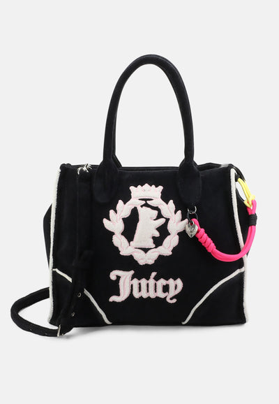 Borsa a mano Iris in spugna con tracolla e logo ricamato a contrasto colore Nero