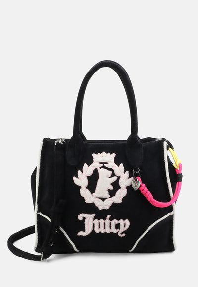 Borsa a mano Iris in spugna con tracolla e logo ricamato a contrasto colore Nero