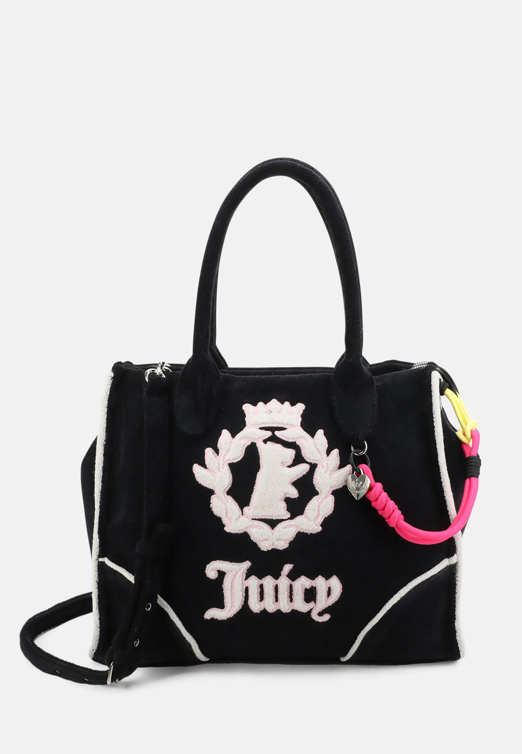 Borsa a mano Iris in spugna con tracolla e logo ricamato a contrasto colore Nero