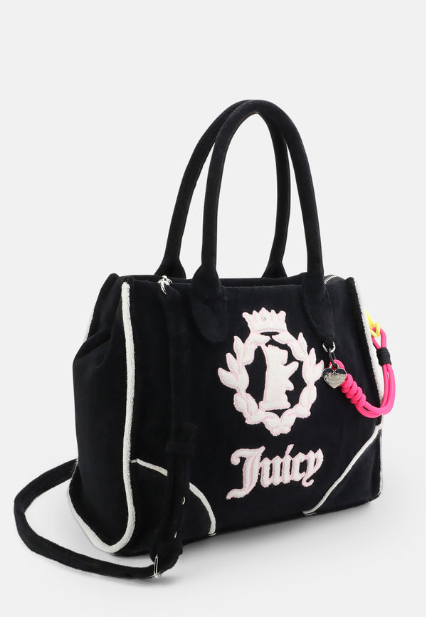 Borsa a mano Iris in spugna con tracolla e logo ricamato a contrasto colore Nero