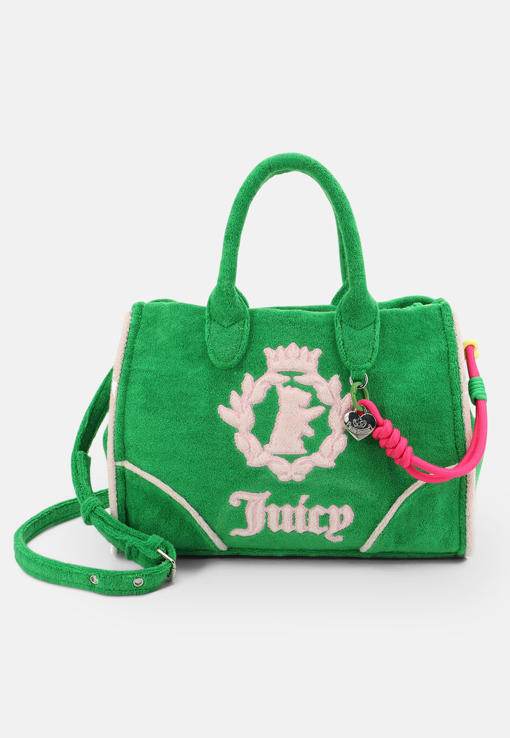 Borsa a mano Iris in spugna con tracolla e logo ricamato a contrasto colore Verde