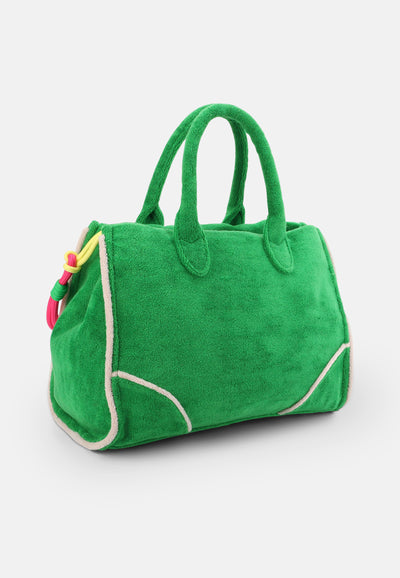 Borsa a mano Iris in spugna con tracolla e logo ricamato a contrasto colore Verde