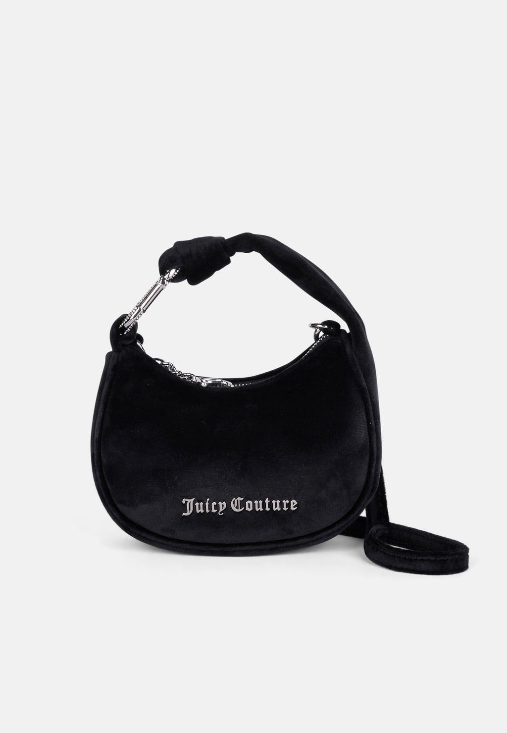 Micro Borsa a Spalla Blossom in Velluto con Tracolla – Nero