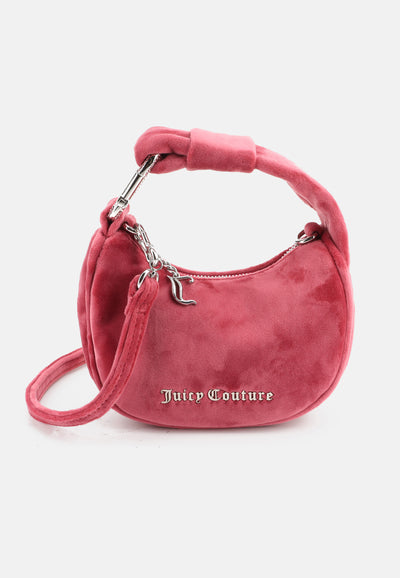 Micro Borsa a Spalla Blossom in Velluto con Tracolla – Rosso Lampone