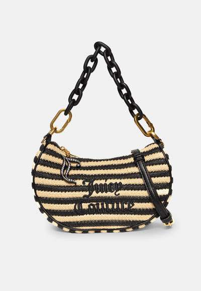 Mini tracolla Blossom Nera e Beige con strass