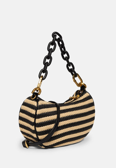 Mini tracolla Blossom Nera e Beige con strass