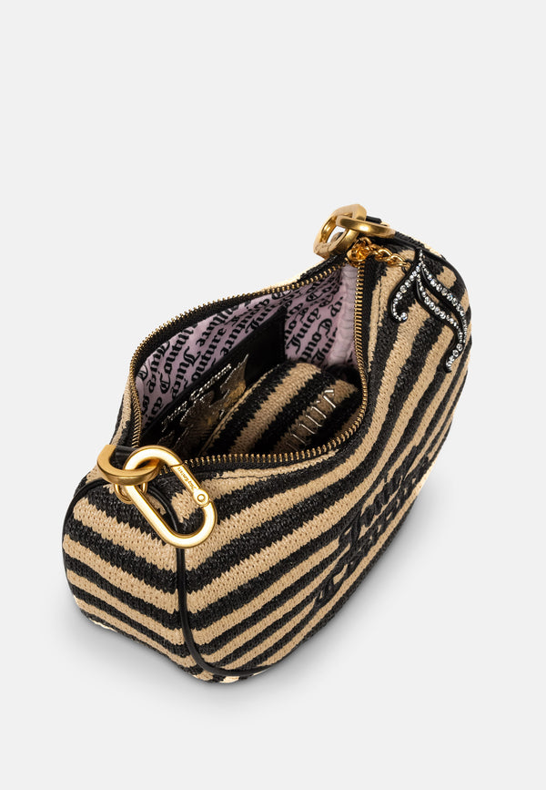 Mini tracolla Blossom Nera e Beige con strass