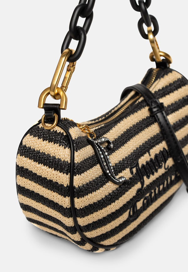Mini tracolla Blossom Nera e Beige con strass