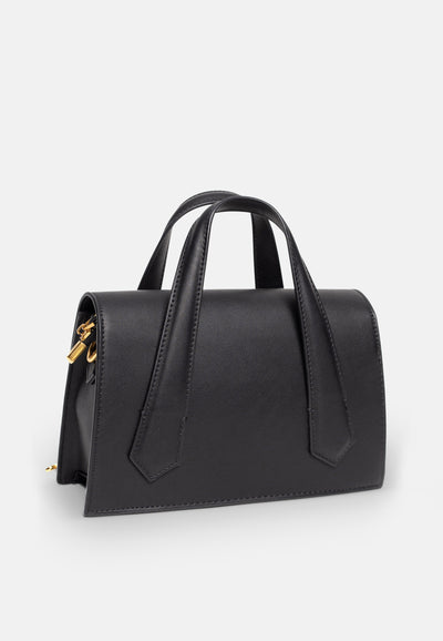 Borsa a mano Lily in ecopelle con tracolla e charm dorato colore Nero