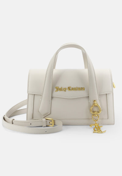 Borsa a mano Lily in ecopelle con tracolla e charm dorato colore Panna