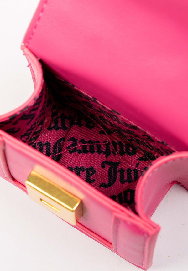 Mini borsa Juicy Couture rosa con logo dorato