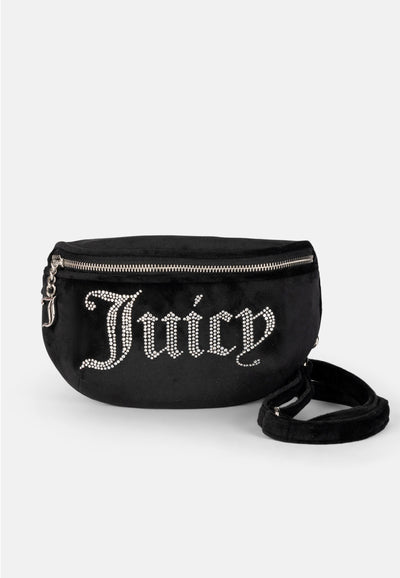 Marsupio Kimberly in velluto con logo in strass colore Nero