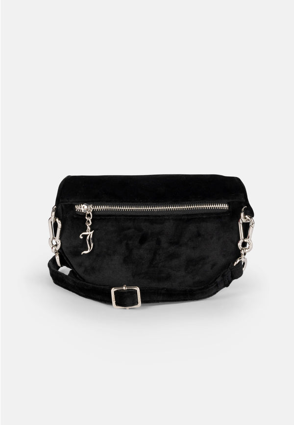 Marsupio Kimberly in velluto con logo in strass colore Nero