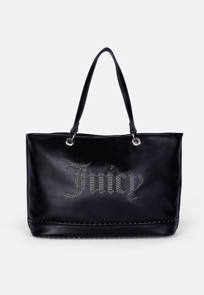 Borsa Shopper Grande Kimberly in Ecopelle con Logo Juicy in Borchie – Nero