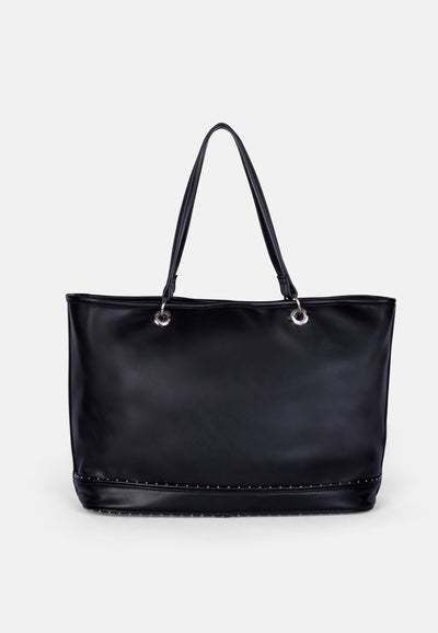 Borsa Shopper Grande Kimberly in Ecopelle con Logo Juicy in Borchie – Nero