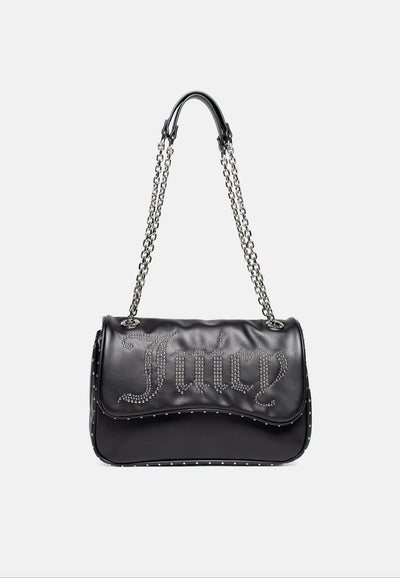 Borsa a Tracolla Kimberly in Ecopelle con Logo Juicy in Borchie – Nero