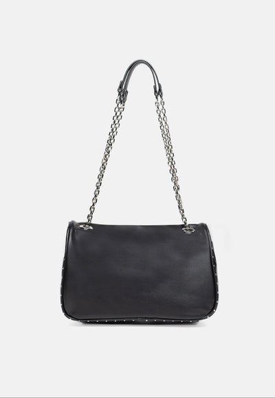 Borsa a Tracolla Kimberly in Ecopelle con Logo Juicy in Borchie – Nero